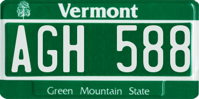 VT license plate AGH588