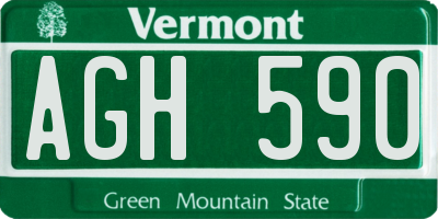 VT license plate AGH590