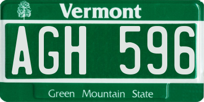 VT license plate AGH596