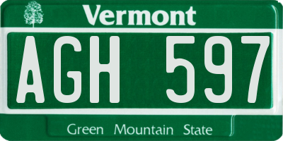 VT license plate AGH597