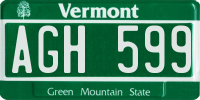VT license plate AGH599