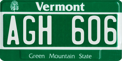 VT license plate AGH606