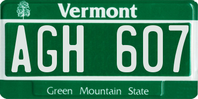 VT license plate AGH607