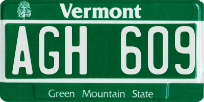 VT license plate AGH609