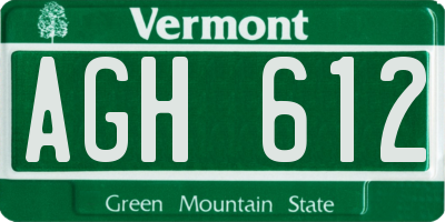 VT license plate AGH612