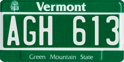 VT license plate AGH613