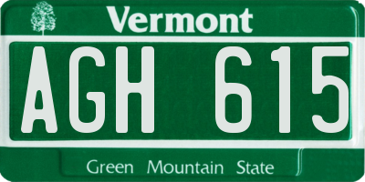VT license plate AGH615