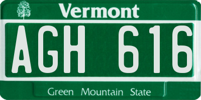VT license plate AGH616