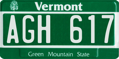 VT license plate AGH617