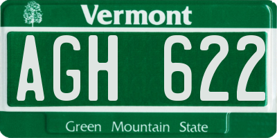 VT license plate AGH622
