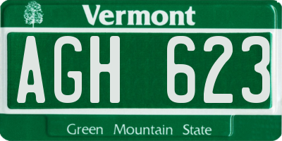 VT license plate AGH623
