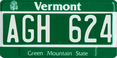 VT license plate AGH624