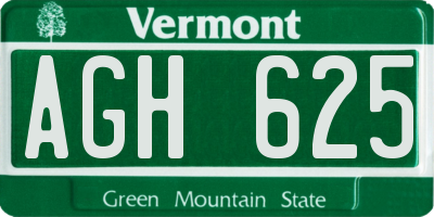 VT license plate AGH625