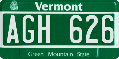 VT license plate AGH626