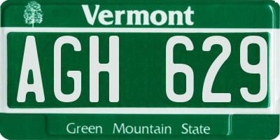 VT license plate AGH629
