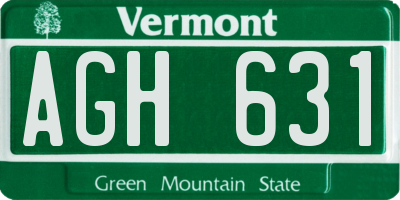 VT license plate AGH631
