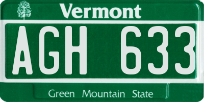 VT license plate AGH633