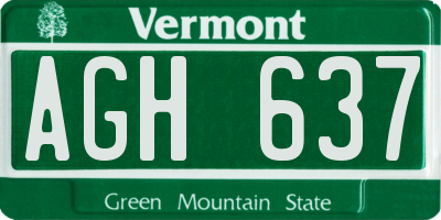 VT license plate AGH637