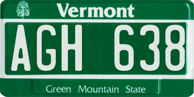 VT license plate AGH638