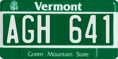 VT license plate AGH641
