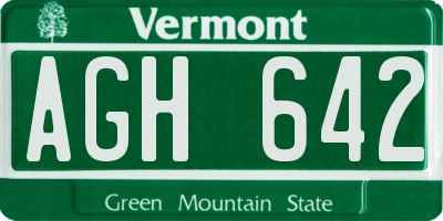 VT license plate AGH642