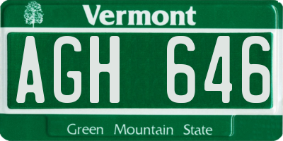 VT license plate AGH646