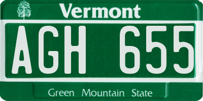 VT license plate AGH655