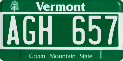 VT license plate AGH657