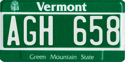 VT license plate AGH658