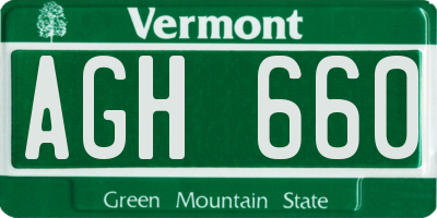 VT license plate AGH660