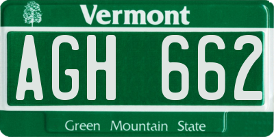 VT license plate AGH662