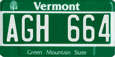 VT license plate AGH664