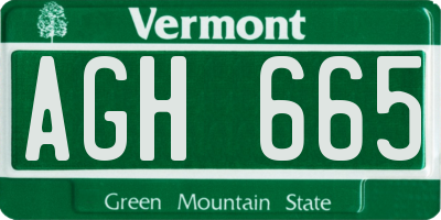 VT license plate AGH665