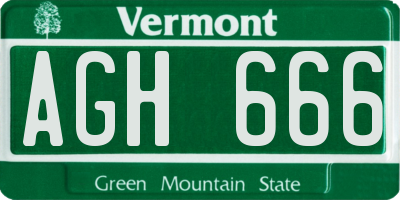 VT license plate AGH666