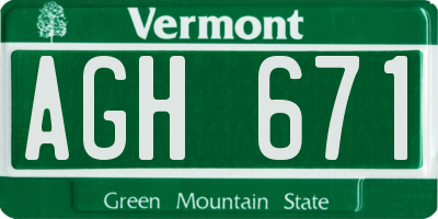 VT license plate AGH671