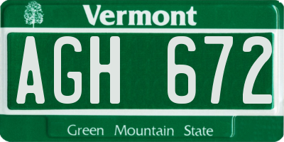 VT license plate AGH672
