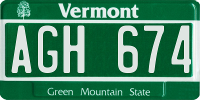 VT license plate AGH674