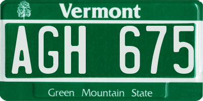 VT license plate AGH675