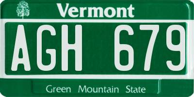 VT license plate AGH679