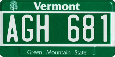 VT license plate AGH681