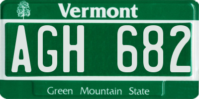 VT license plate AGH682