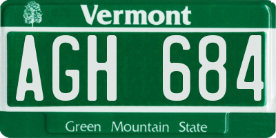 VT license plate AGH684