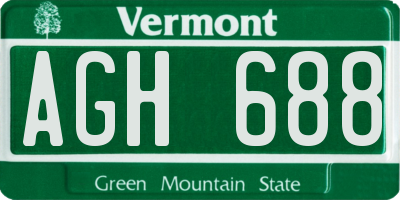 VT license plate AGH688