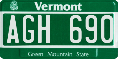 VT license plate AGH690