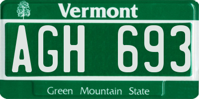 VT license plate AGH693