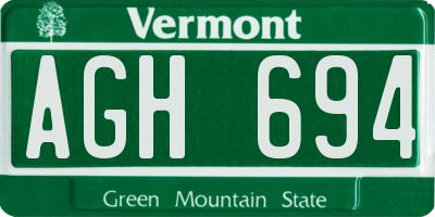 VT license plate AGH694