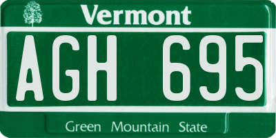 VT license plate AGH695