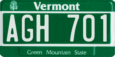 VT license plate AGH701