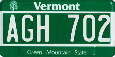 VT license plate AGH702