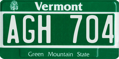 VT license plate AGH704